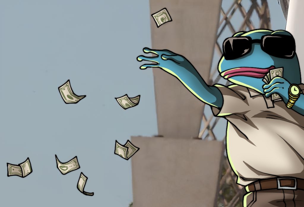 Frog Throwing Money